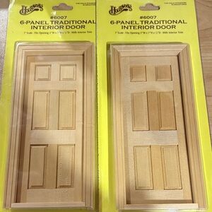 6-Panel Mini Interior Dollhouse Door - Natural Wood Finish